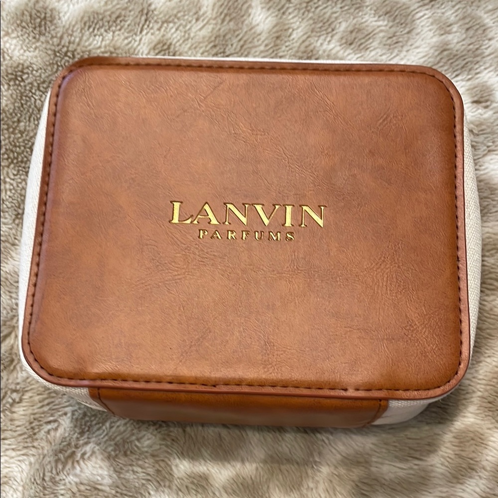 Lanvin Brown Toiletry Bag Luxurious Leather Finish